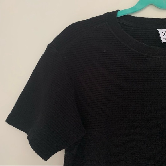 Zara black ribbed short sleeve top M - Picture 2 of 4